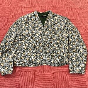 Quilted wm’s m Universal Thread Floral Blazer - Green and Yellow